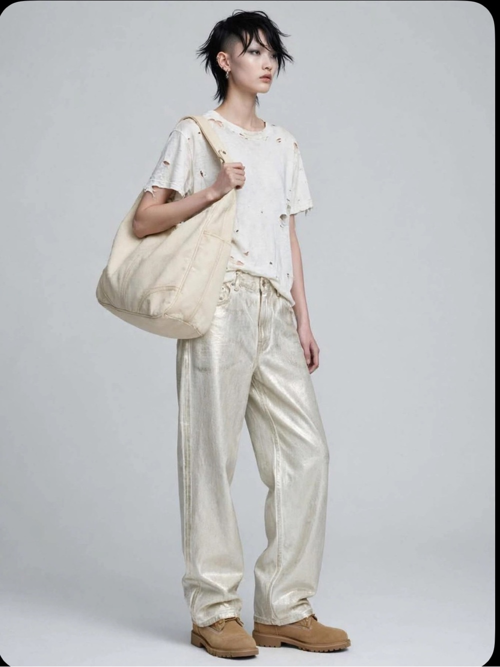 Zara baggy silver hued jeans